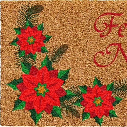 17" X 29" Brown Red And Green Christmas Outdoor Coir Door Mat HomeRoots