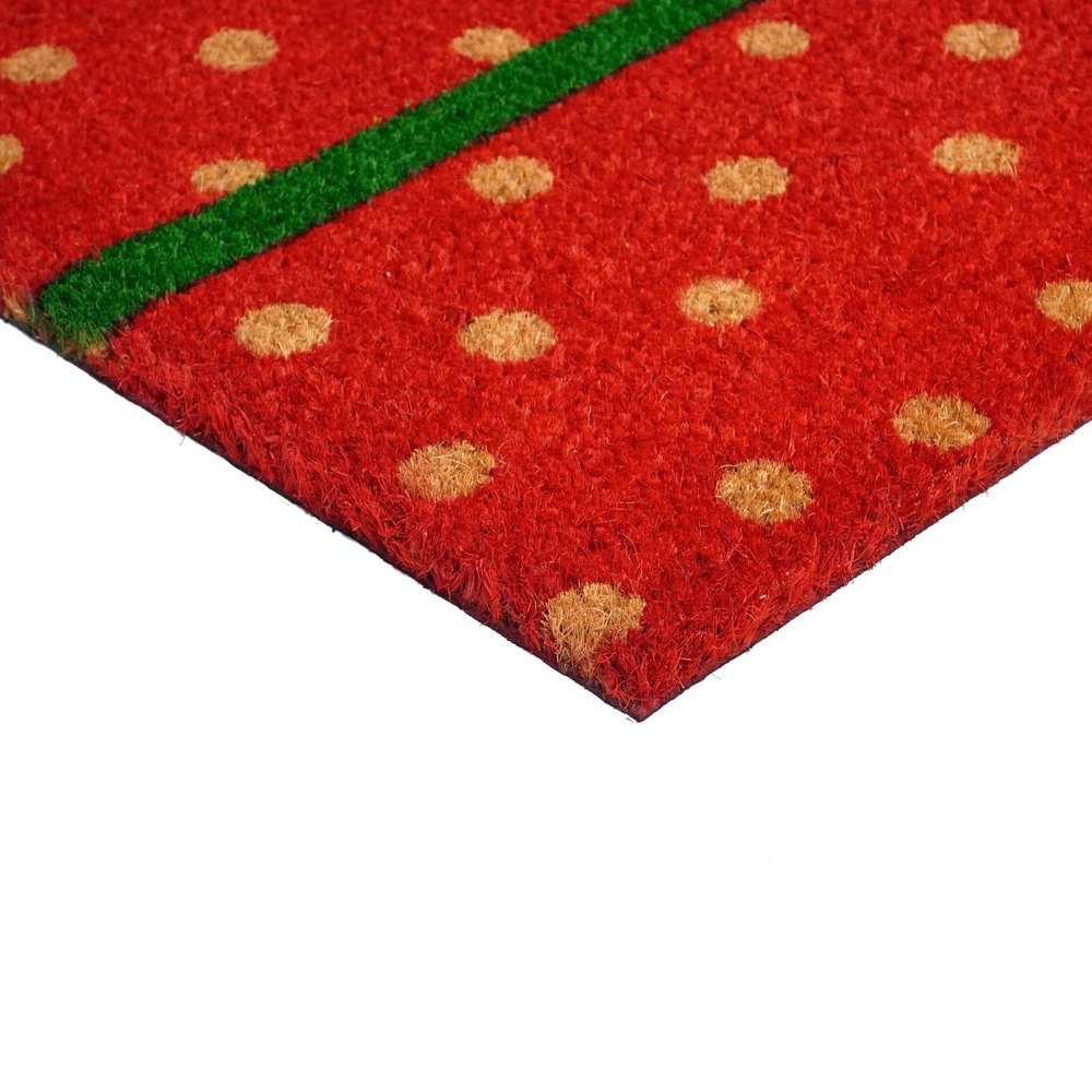 17" X 29" Brown Green And Red Christmas Outdoor Coir Door Mat