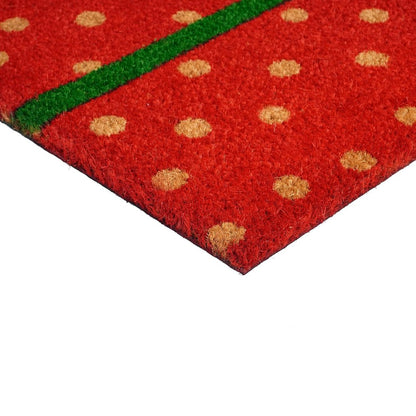 17" X 29" Brown Green And Red Christmas Outdoor Coir Door Mat