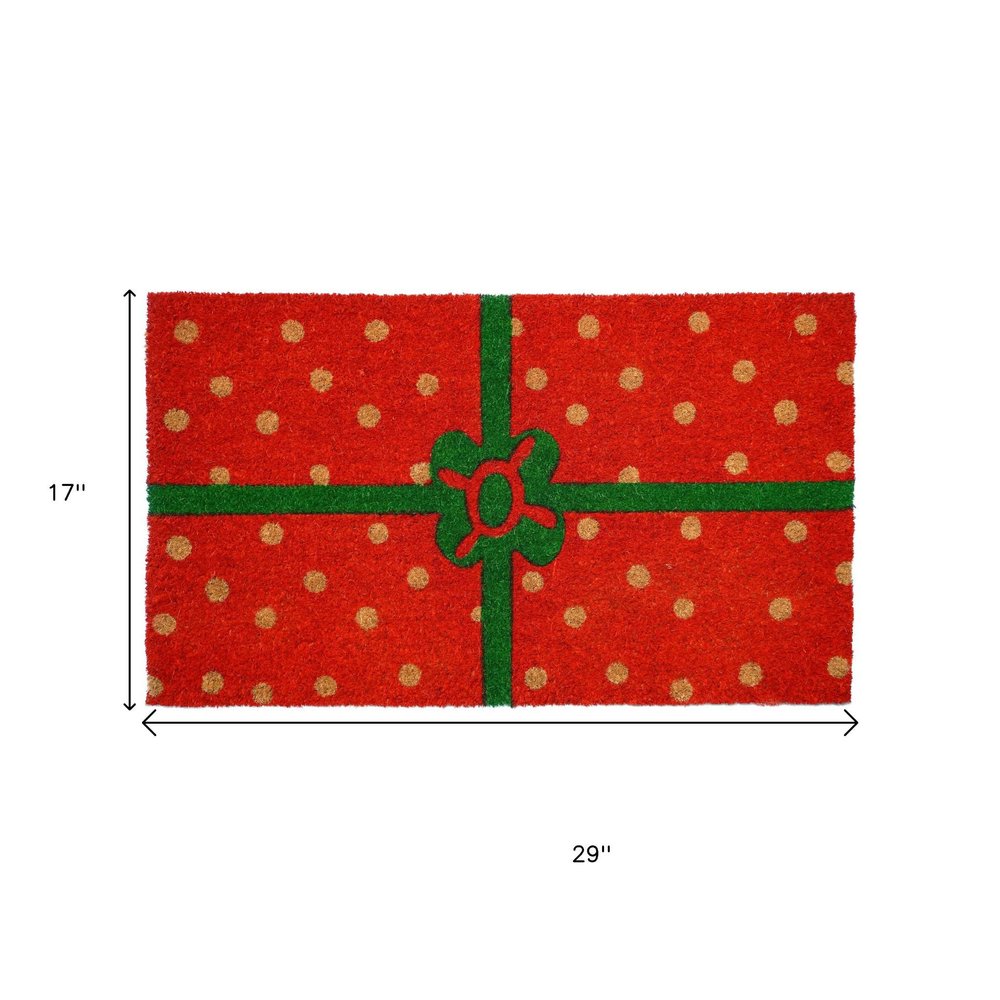 17" X 29" Brown Green And Red Christmas Outdoor Coir Door Mat — view 7