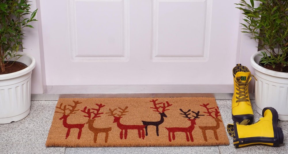 17" X 29" Brown Red And Black Christmas Deer Outdoor Coir Door Mat — view 6