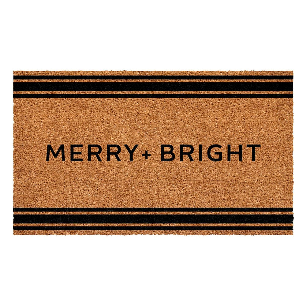17" X 29" Brown And Natural Merry and Bright Outdoor Coir Door Mat HomeRoots