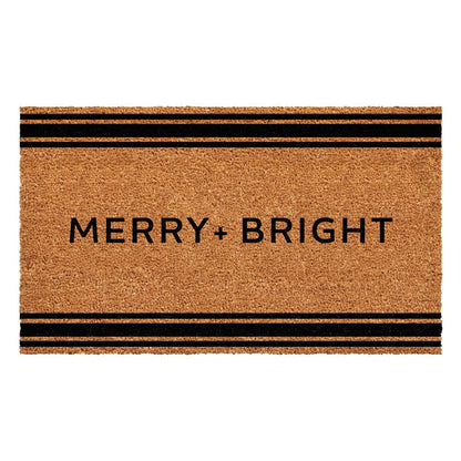 17" X 29" Brown And Natural Merry and Bright Outdoor Coir Door Mat HomeRoots