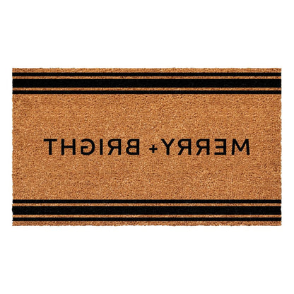 17" X 29" Brown And Natural Merry and Bright Outdoor Coir Door Mat HomeRoots