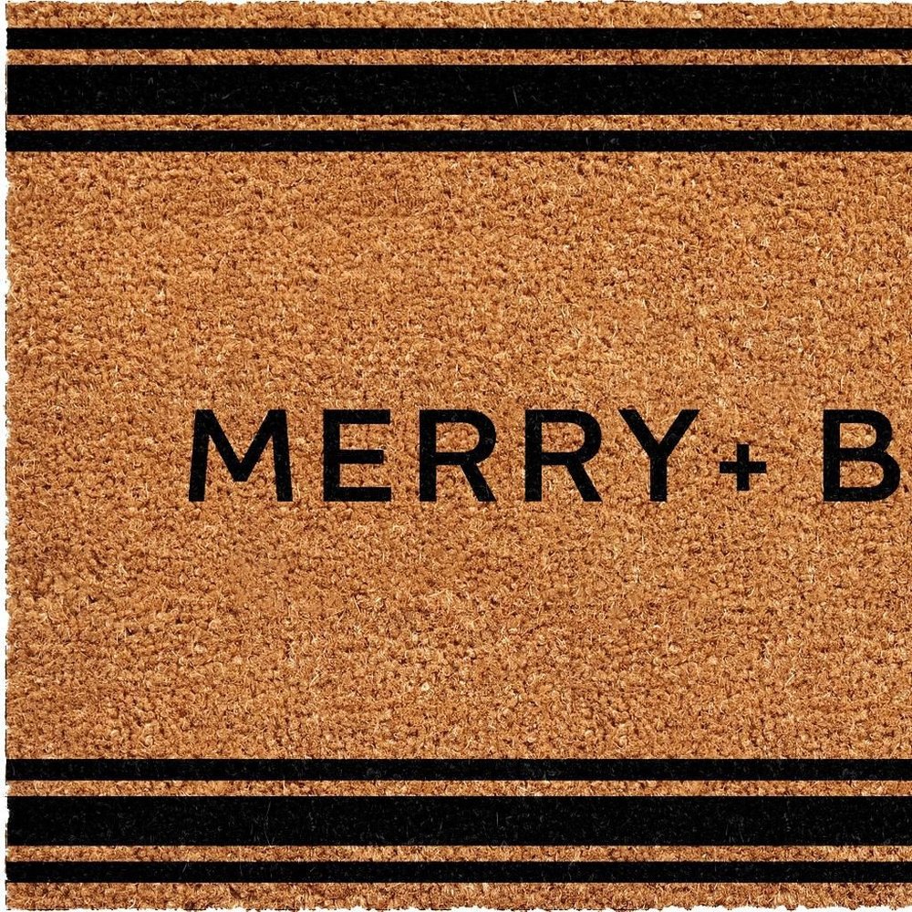 24" X 36" Brown And Black Christmas Merry and Bright Outdoor Coir Door Mat — view 3