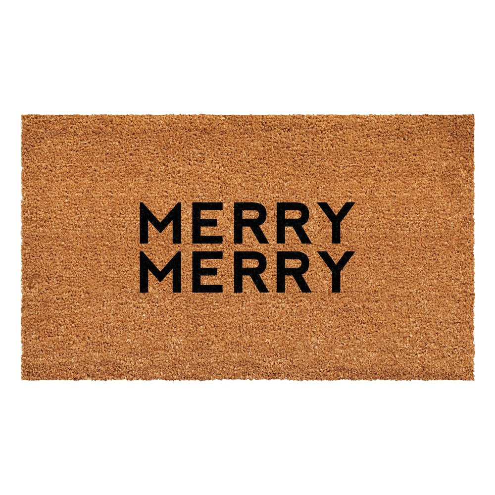 17" X 29" Brown And Black Christmas Outdoor Coir Door Mat — view 2