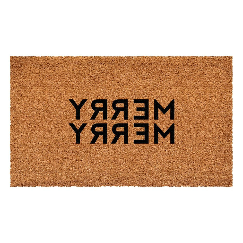 17" X 29" Brown And Black Christmas Outdoor Coir Door Mat — view 3