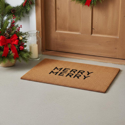17" X 29" Brown And Black Christmas Outdoor Coir Door Mat HomeRoots