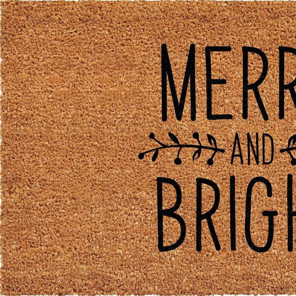 17" X 29" Brown And Black Christmas Merry and Bright Outdoor Coir Door Mat HomeRoots