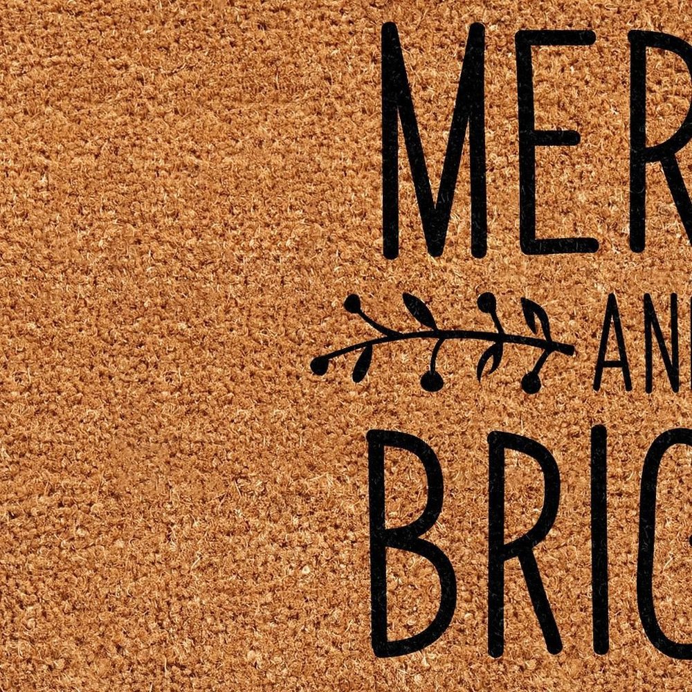 17" X 29" Brown And Black Christmas Merry and Bright Outdoor Coir Door Mat — view 6