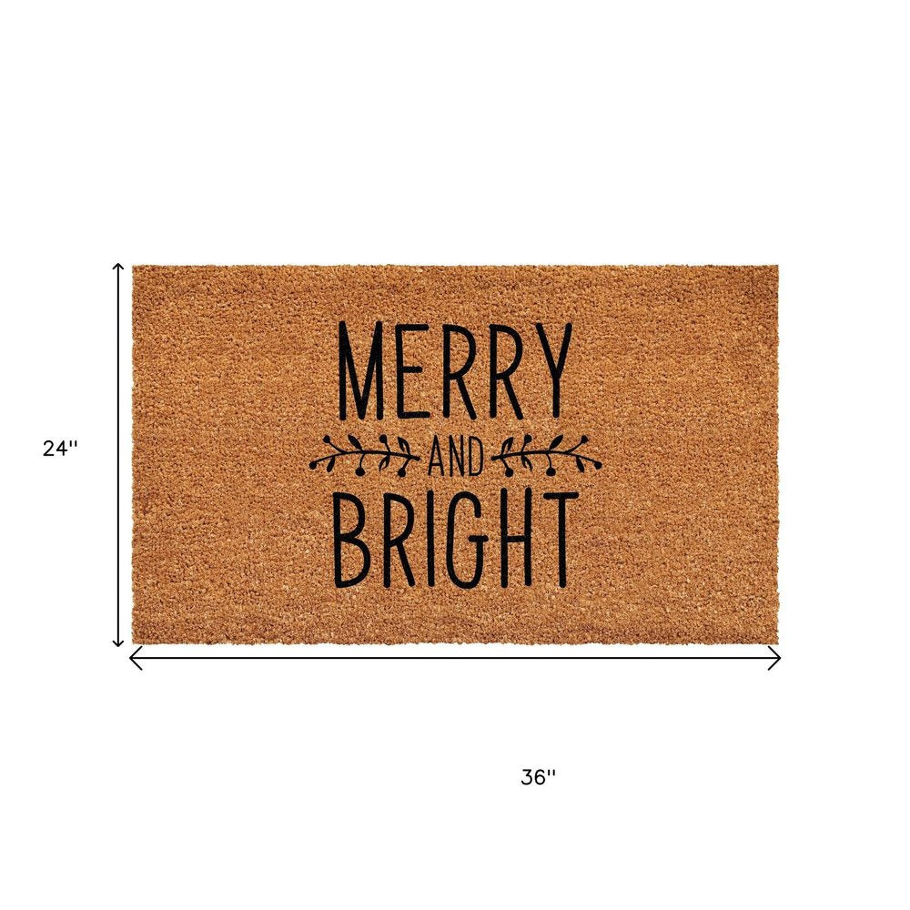 17" X 29" Brown And Black Christmas Merry and Bright Outdoor Coir Door Mat — view 7