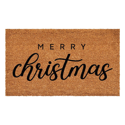17" X 29" Natural and Black Coir Merry Christmas Outdoor Christmas Door Mat HomeRoots