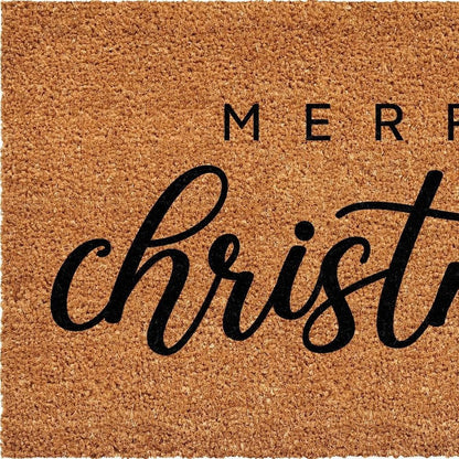 17" X 29" Natural and Black Coir Merry Christmas Outdoor Christmas Door Mat HomeRoots