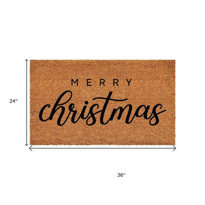 17" X 29" Natural and Black Coir Merry Christmas Outdoor Christmas Door Mat HomeRoots