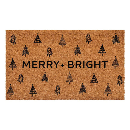 24" X 36" Brown And Black Christmas Trees Merry and Bright Outdoor Coir Door Mat HomeRoots