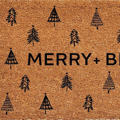 24" X 36" Brown And Black Christmas Trees Merry and Bright Outdoor Coir Door Mat HomeRoots