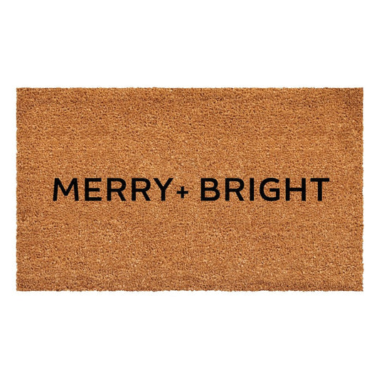 17" X 29" Brown And Black Christmas Merry and Bright Outdoor Coir Door Mat HomeRoots