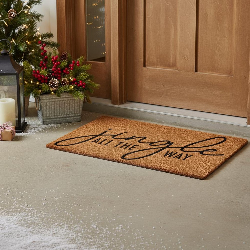17" X 29" Brown And Black Christmas Outdoor Coir Door Mat — view 10