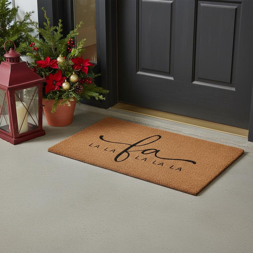 24" X 36" Brown And Black Christmas Outdoor Coir Door Mat
