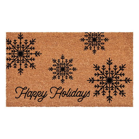 17" X 29" Brown And Black Christmas Merry Christmas Outdoor Coir Door Mat
