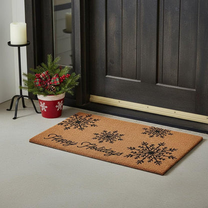 17" X 29" Brown And Black Christmas Merry Christmas Outdoor Coir Door Mat HomeRoots