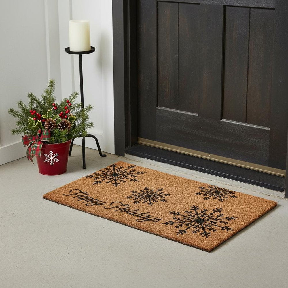 17" X 29" Brown And Black Christmas Merry Christmas Outdoor Coir Door Mat HomeRoots