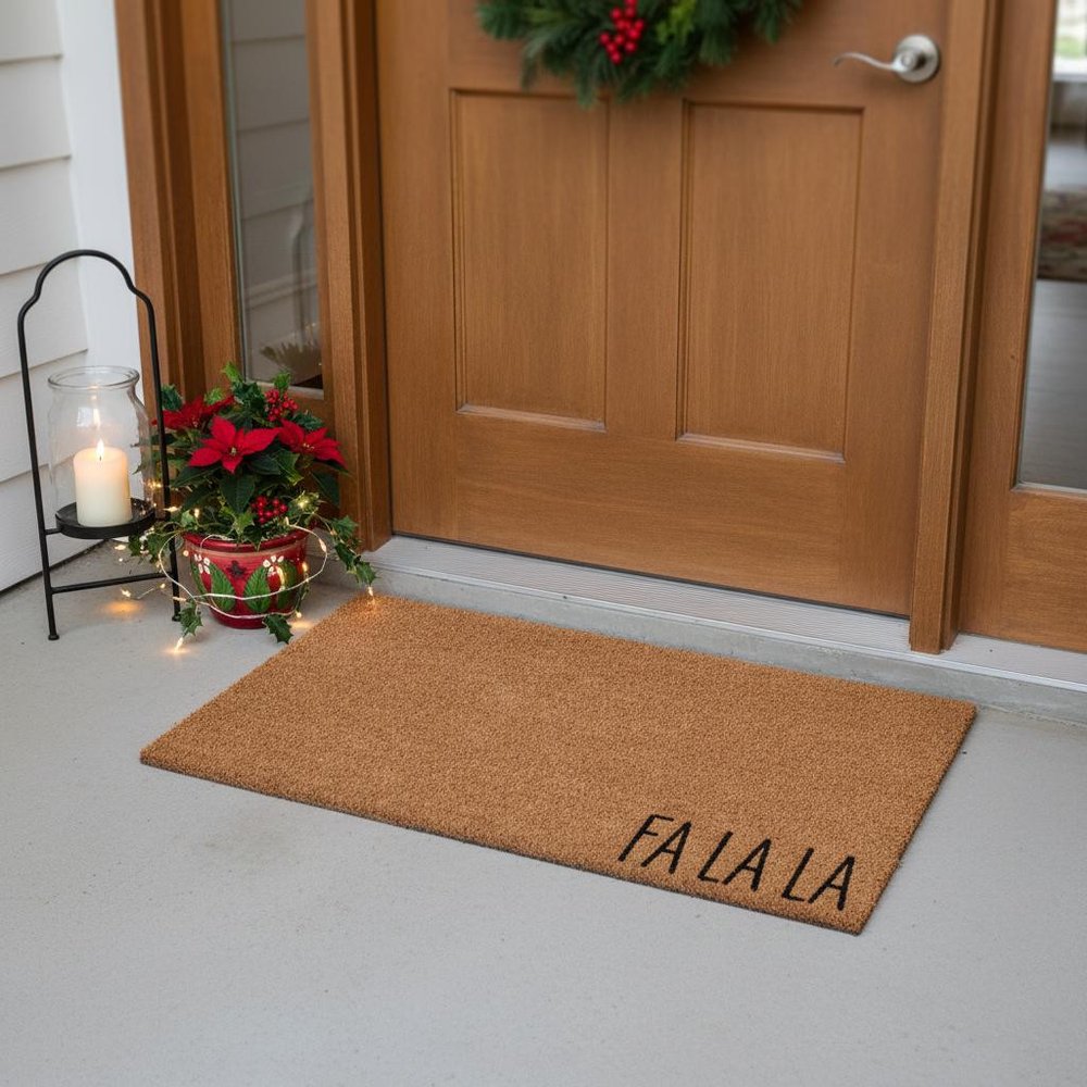 17" X 29" Brown Christmas Outdoor Coir Door Mat HomeRoots