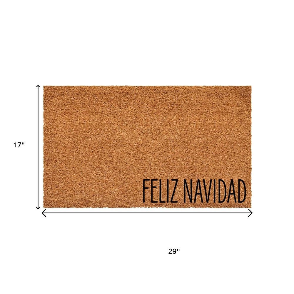 17" X 29" Brown Christmas Feliz Navidad Outdoor Coir Door Mat — view 4