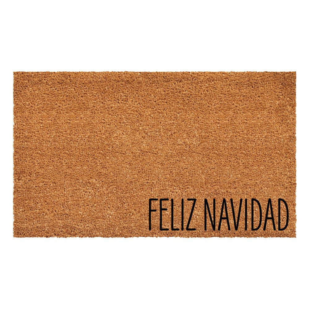 17" X 29" Brown Christmas Feliz Navidad Outdoor Coir Door Mat HomeRoots
