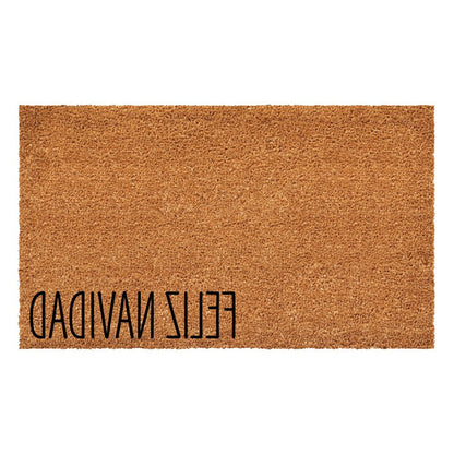 17" X 29" Brown Christmas Feliz Navidad Outdoor Coir Door Mat HomeRoots