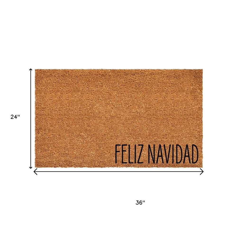 17" X 29" Brown Christmas Feliz Navidad Outdoor Coir Door Mat HomeRoots