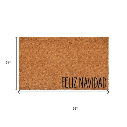 17" X 29" Brown Christmas Feliz Navidad Outdoor Coir Door Mat HomeRoots