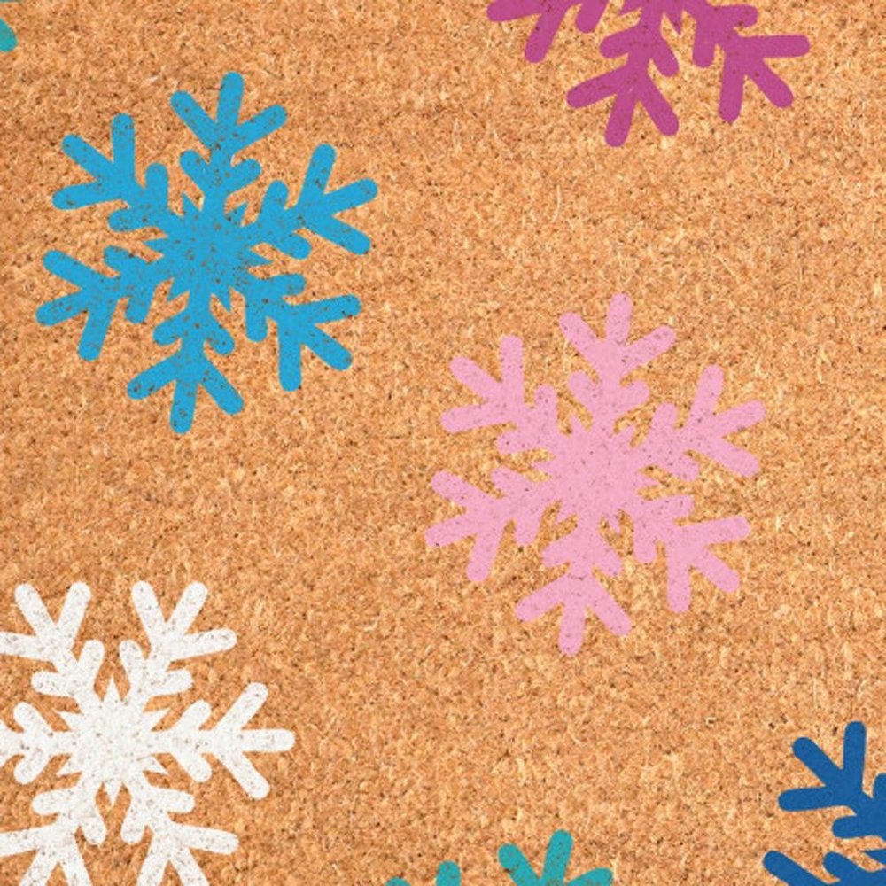 24" X 36" Brown Blue And White Christmas Snowflake Outdoor Coir Door Mat — view 2