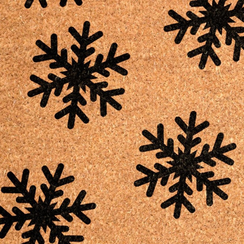 17" X 29" Brown And Black Christmas Snowflake Outdoor Coir Door Mat — view 4