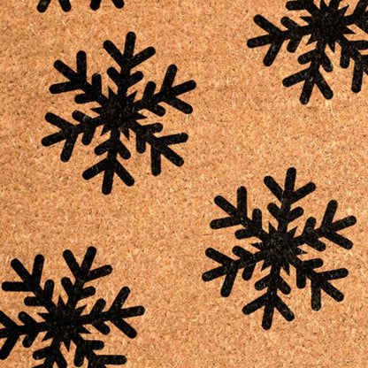 17" X 29" Brown And Black Christmas Snowflake Outdoor Coir Door Mat HomeRoots