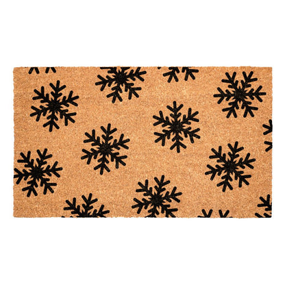 17" X 29" Brown And Black Christmas Snowflake Outdoor Coir Door Mat HomeRoots