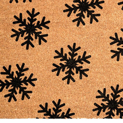 17" X 29" Brown And Black Christmas Snowflake Outdoor Coir Door Mat HomeRoots