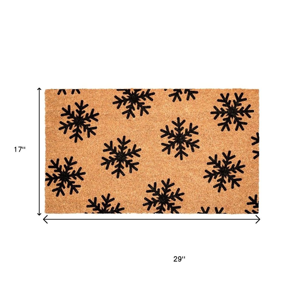 17" X 29" Brown And Black Christmas Snowflake Outdoor Coir Door Mat — view 5