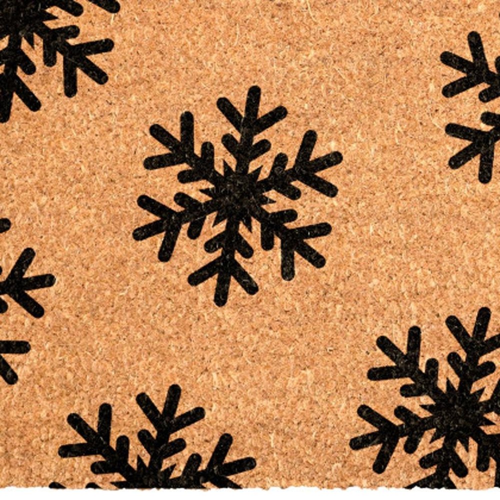 17" X 29" Brown And Black Christmas Snowflake Outdoor Coir Door Mat — view 8