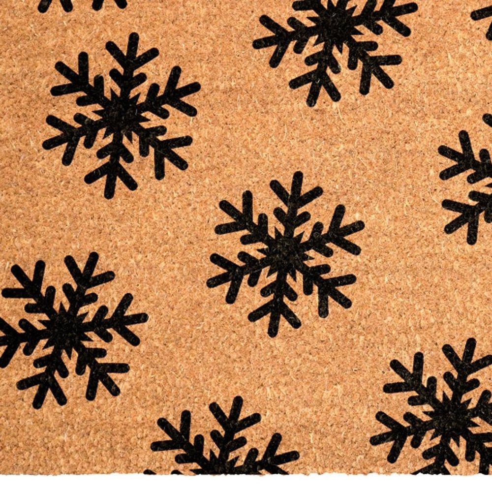 17" X 29" Brown And Black Christmas Snowflake Outdoor Coir Door Mat — view 7