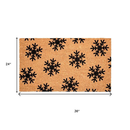 17" X 29" Brown And Black Christmas Snowflake Outdoor Coir Door Mat HomeRoots