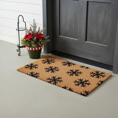 17" X 29" Brown And Black Christmas Snowflake Outdoor Coir Door Mat HomeRoots