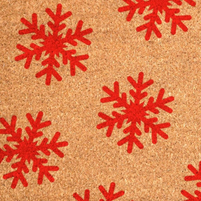 17" X 29" Brown And Red Christmas Snowflake Outdoor Coir Door Mat HomeRoots