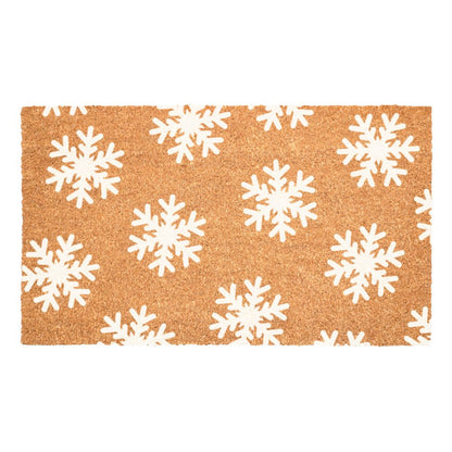 17" X 29" Brown And White Christmas Snowflake Outdoor Coir Door Mat HomeRoots