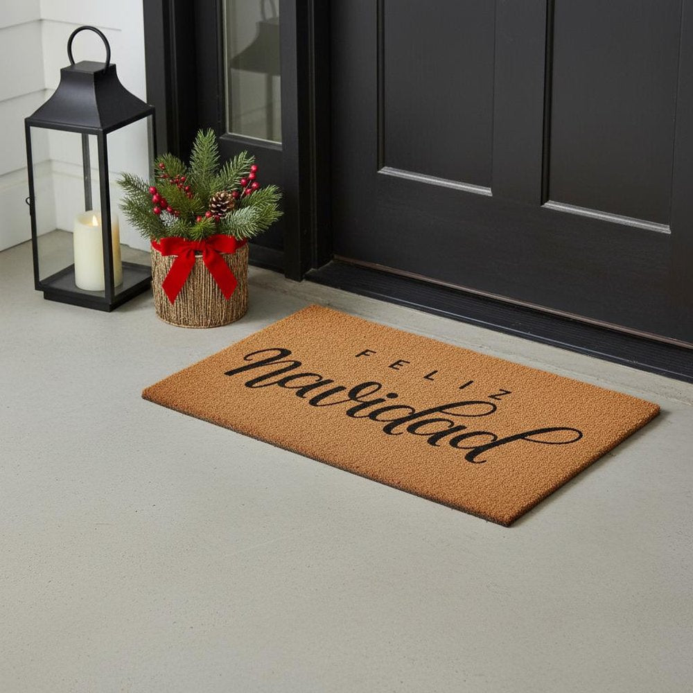 17" X 29" Brown And Black Christmas Outdoor Coir Door Mat HomeRoots