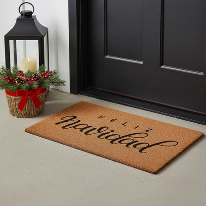 17" X 29" Brown And Black Christmas Outdoor Coir Door Mat HomeRoots
