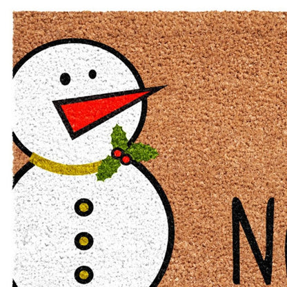 17" X 29" Natural Black And White Feliz Navidad Snowman Coir Door Mat HomeRoots