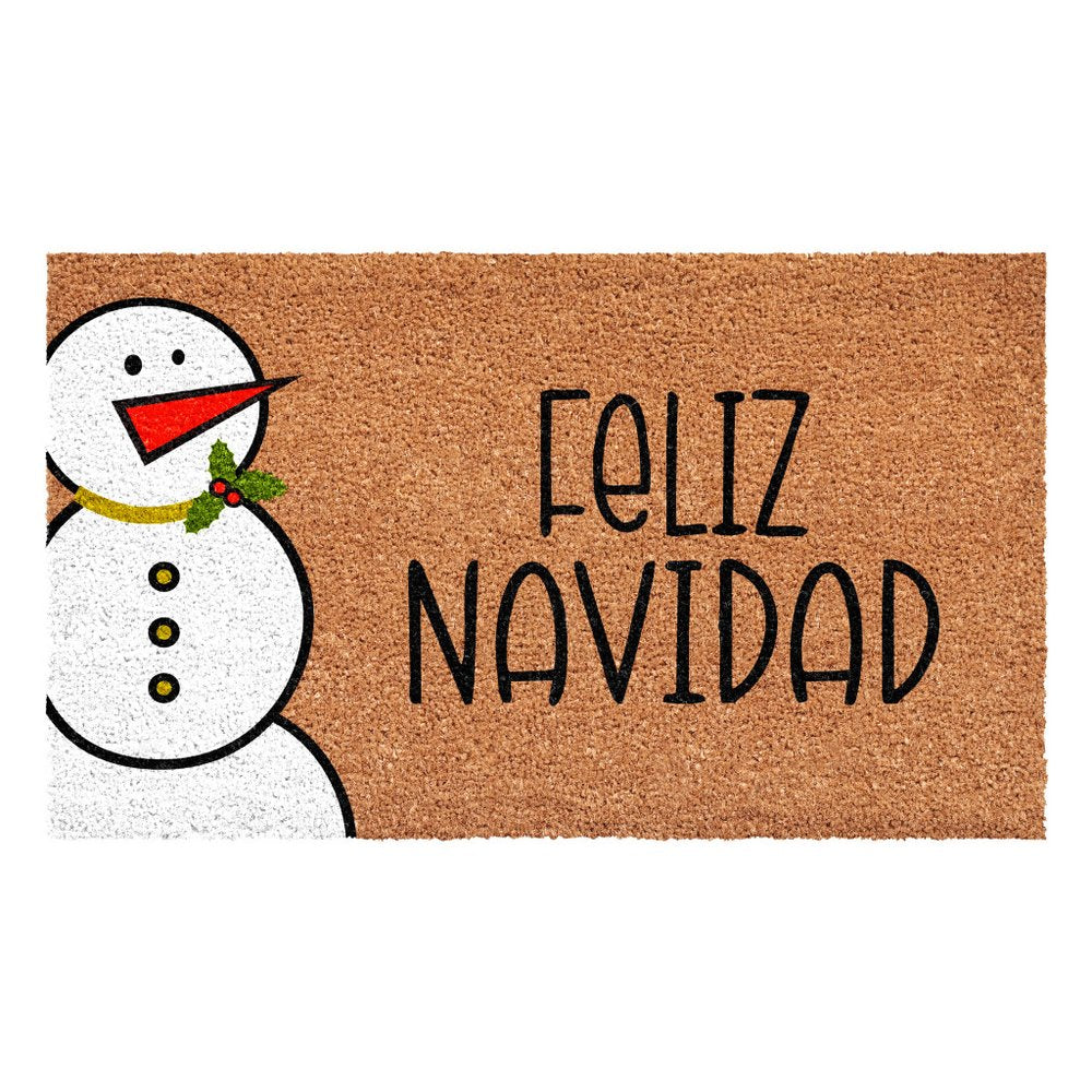 17" X 29" Natural Black And White Feliz Navidad Snowman Coir Door Mat — view 2