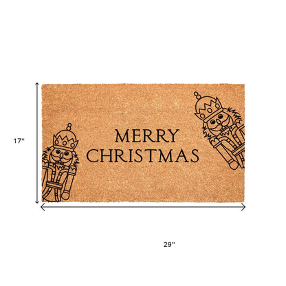 17" X 29" Brown And Black Merry Christmas Outdoor Coir Door Mat HomeRoots