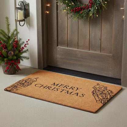 17" X 29" Brown And Black Merry Christmas Outdoor Coir Door Mat HomeRoots